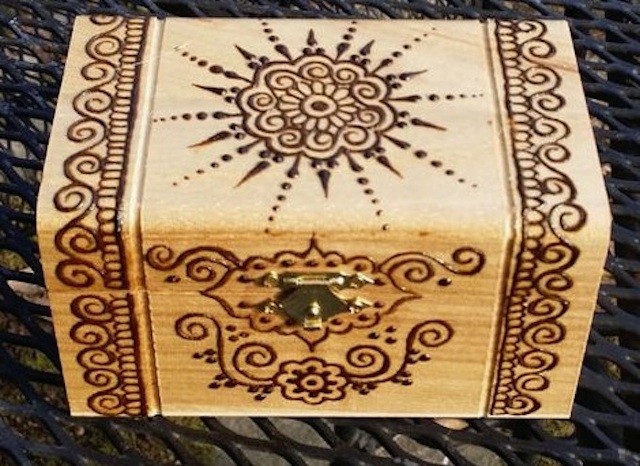 henna decorated wood box